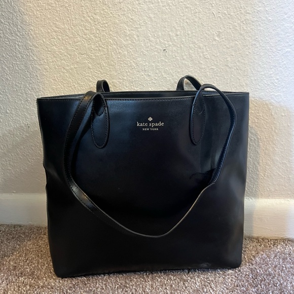 kate spade Handbags - kate spade Black Leather Tote with Gold Logo
